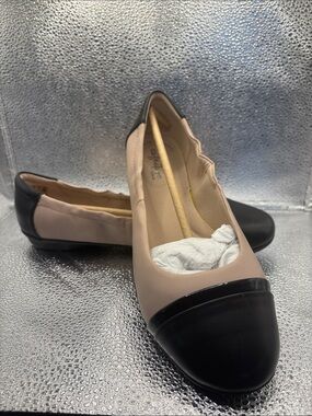 Clarks Ultimate Comfort Two-Tone Ballet Flats in Blush and Black New 7.5w
